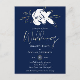 Elegante Navy Blue White Gold Hochzeit Postkarte