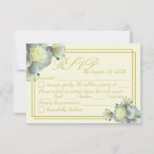 Elegante Navy Blue White Roses Minimal RSVP Karte (Rückseite)