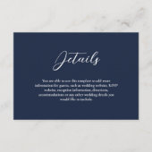 Elegante Navy Blue & White Simple Wedding Begleitkarte (Vorderseite)