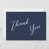 Elegante Navy Blue & White Simple Wedding Dankeskarte (Vorderseite)