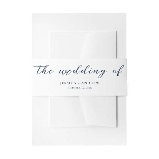 Elegante Navy Blue & White Simple Wedding Einladungsbanderole (Vorderseite Beispiel)