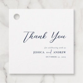 Elegante Navy Blue & White Simple Wedding Geschenkanhänger