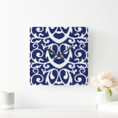 Elegante Navy Blue-White-Wall-Uhr Quadratische Wanduhr (Zuhause)