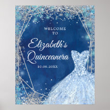 Elegante Navy Blue Winter Quinceñera Begrüßungszei