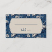 Elegante Navy-Blumen Platzkarte (Vorderseite)