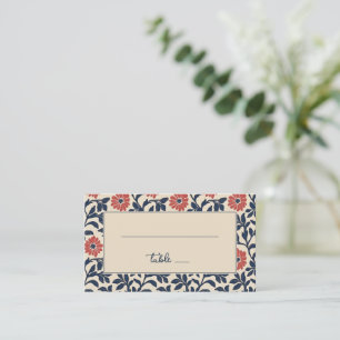 Elegante Navy-Blumen Platzkarte