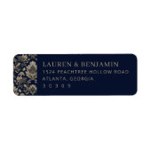 Elegante Navy-Blumen-Randverzierung (Vorne)