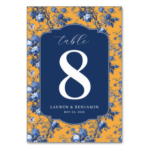 Elegante Navy-Blumen-Tischnummer Tischnummer