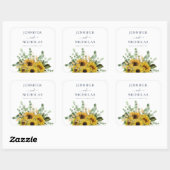 Elegante Navy Blumenblumen Hochzeit Quadratischer Aufkleber (Blatt)