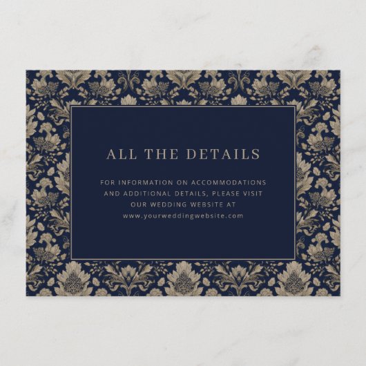 Elegante Navy Blumenmuster Begleitkarte (Vorderseite)