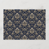 Elegante Navy Blumenmuster Begleitkarte (Rückseite)