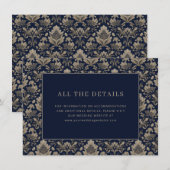 Elegante Navy Blumenmuster Begleitkarte (Vorne/Hinten)