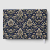 Elegante Navy Blumenmuster Gästebuch (Rückseite)