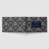 Elegante Navy Blumenmuster Gästebuch (Voll)