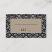 Elegante Navy Blumenmuster Platzkarte (Vorderseite)