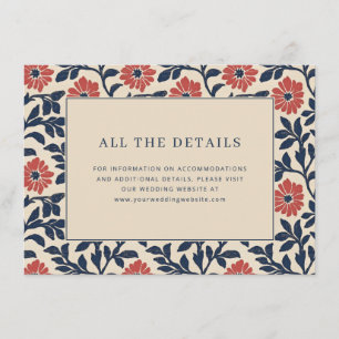 Elegante Navy Blumenrand Begleitkarte