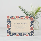 Elegante Navy Blumenrand Begleitkarte (Stehend Vorderseite)