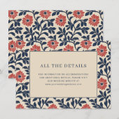 Elegante Navy Blumenrand Begleitkarte (Vorne/Hinten)