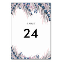 Elegante Navy Blush Aquarell Tischnummer Card