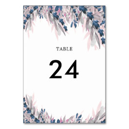 Elegante Navy Blush Aquarell Tischnummer Card
