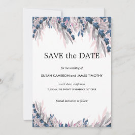 Elegante Navy Blush Aquarellfarben Save the Date