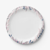 Elegante Navy Blush Aquarellpapier-Teller Pappteller (Vorderseite)