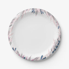Elegante Navy Blush Aquarellpapier-Teller Pappteller
