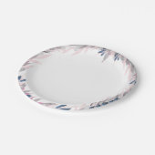 Elegante Navy Blush Aquarellpapier-Teller Pappteller (Schrägansicht)