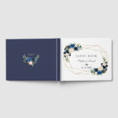 Elegante Navy Blush Blume Bloom Gold Wedding Gästebuch (Voll)