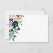 Elegante Navy Blush Rose Blumenhochzeit RSVP Karte (Rückseite)