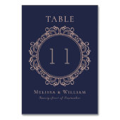 Elegante Navy Blush Wedding Tischnummer (Rückseite)