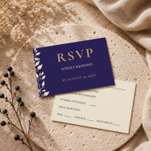 Elegante Navy Botanische Rand Hochzeit