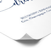 Elegante Navy Calligrafy Signature Drink Sign Poster (Ecke)