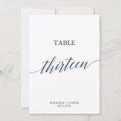 Elegante Navy Calligrafy Table 13 Tischnummer (Vorderseite)