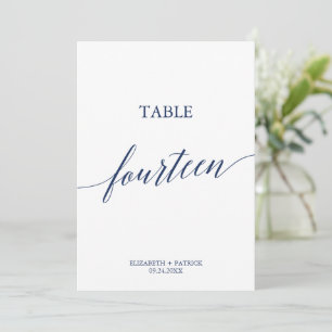 Elegante Navy Calligrafy Table 14 Tischnummer