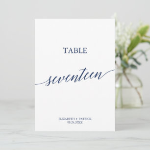 Elegante Navy Calligrafy Table 17 Tischnummer