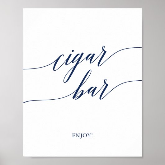 Elegante Navy Calligraphy Cigar Bar Sign Poster (Vorne)