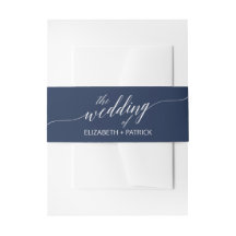 Elegante Navy Calligraphy Wedding Bly Band
