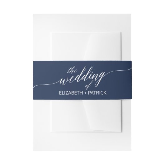 Elegante Navy Calligraphy Wedding Bly Band (Vorderseite Beispiel)