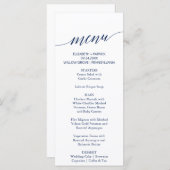Elegante Navy Calligraphy Wedding Dinner Menu Card Menükarte (Vorne/Hinten)