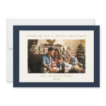 Elegante Navy Custom Foto Weihnachtskarte
