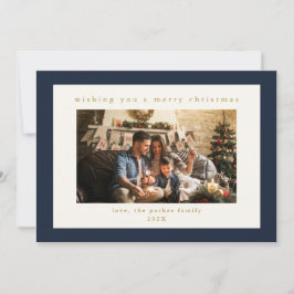Elegante Navy Custom Foto Weihnachtskarte Feiertagskarte