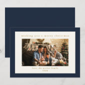 Elegante Navy Custom Foto Weihnachtskarte Feiertagskarte (Vorne/Hinten)