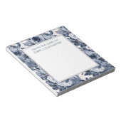Elegante Navy Dusty Blue Floral White von Desk Notizblock (angewinkelt)