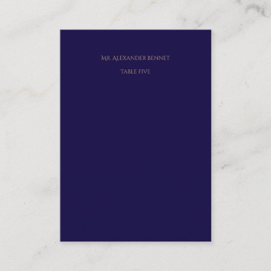Elegante Navy Flat Platzkarte (Vorderseite)