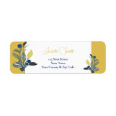 Elegante Navy Floral & Mustard Wedding Einladung (Vorne)