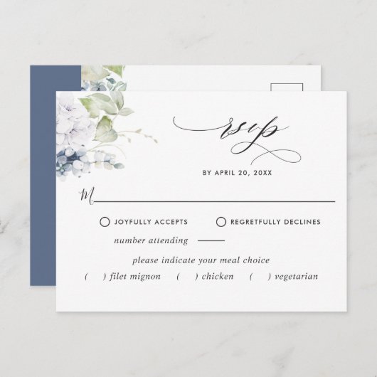 Elegante Navy Floral UAWG Postkarte mit den Mahlze (Vorne/Hinten)