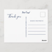 Elegante Navy Foto Collage | Blank Vielen Dank Postkarte (Rückseite)