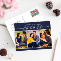 Elegante Navy Foto Collage Wedding speichern das D