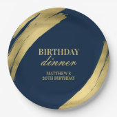 Elegante Navy Geburtstag Abendessen Gold Foil Pape Pappteller (Vorderseite)